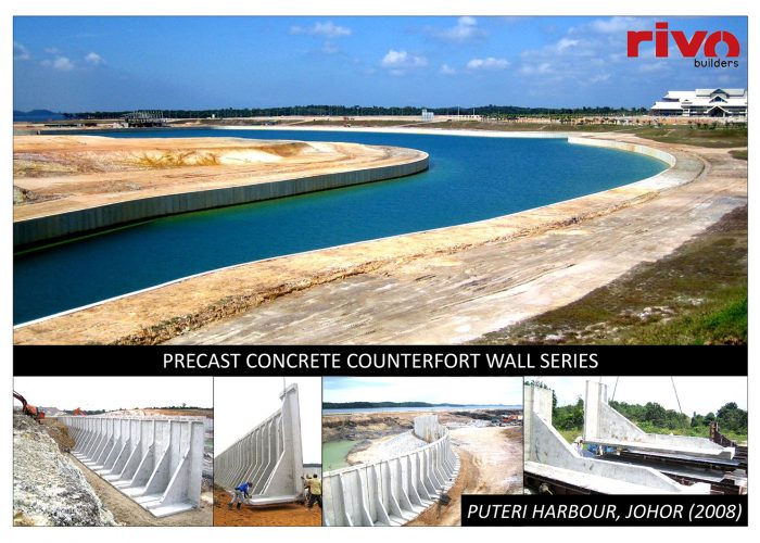 precast concrete counterfort wall series project image in puteri harbour johor 2008